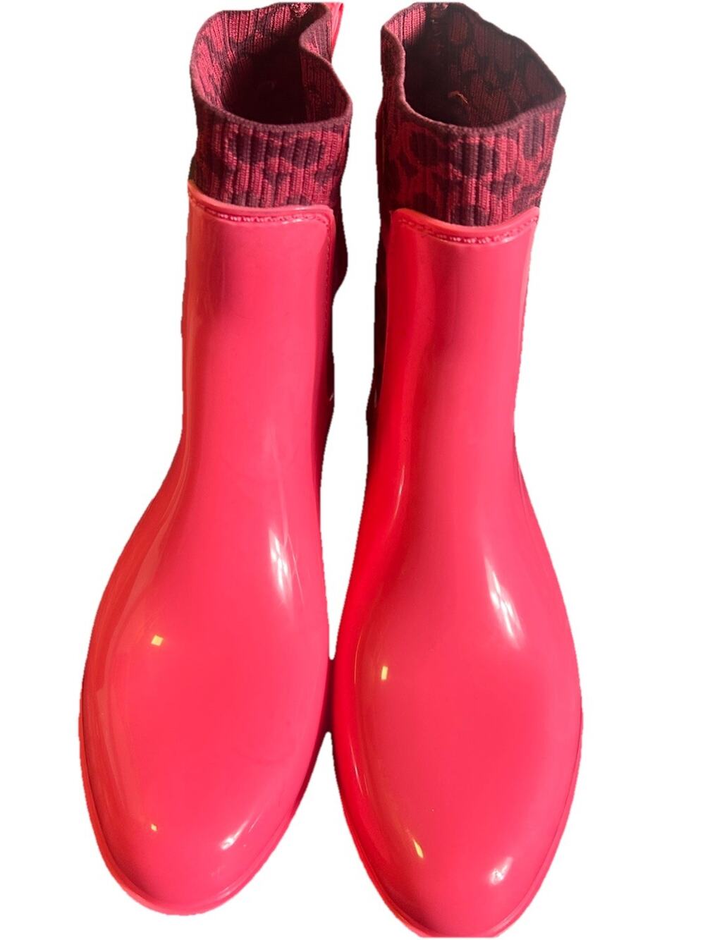 Women's Coach Rivington Rubber Bright Watermelon Boots Pink Size 9